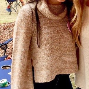 MINKPINK crop bell sleeve cowl neck sweater